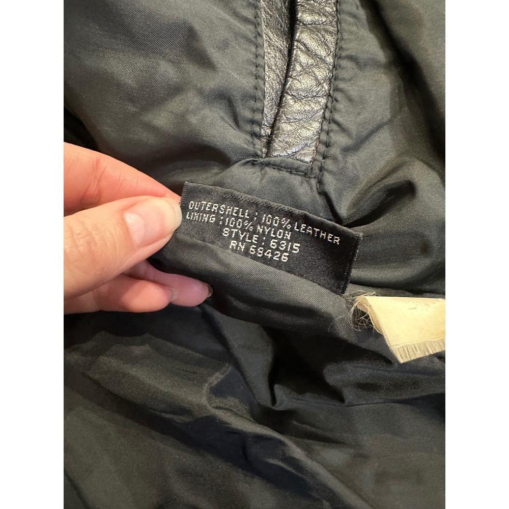 CHIA Vtg Black Suede Embossed Leather Fringed cropped  Motorcycle Jacket Size L - Picture 7 of 8